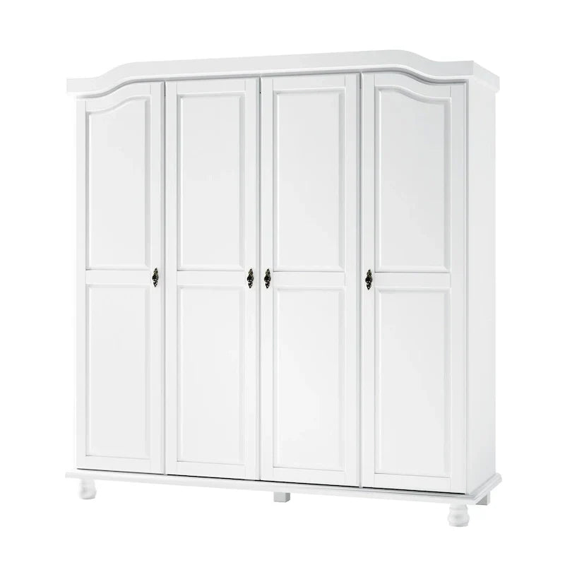 Palace Imports 100% Solid Wood Kyle 4-Door Wardrobe Armoire with Solid Wood or Mirrored Doors
