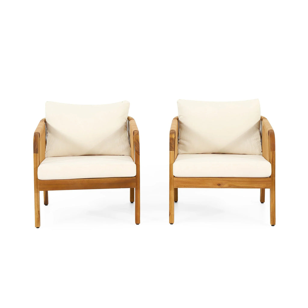 Σετ πολυθρόνων εξωτερικού χώρου Jabe από ξύλο ακακίας και ψάθα, από την Christopher Knight Home