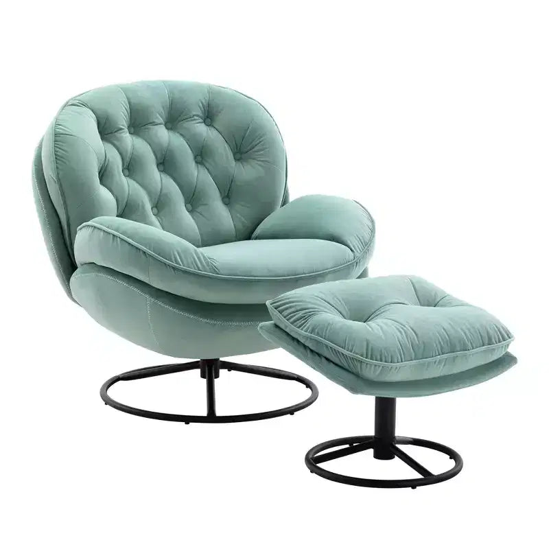 Πολυθρόνα Velvet Accent Okak με υποπόδιο, μοντέρνα πολυθρόνα σαλονιού χωρίς μπράτσα σε στυλ Mid-Century, μαλακή και άνετη πολυθρόνα για παρακολούθηση τηλεόρασης, gaming