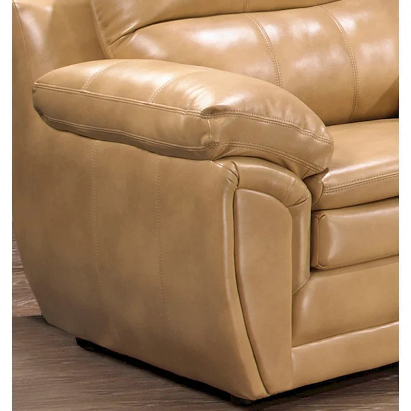 Simon Light Tan Brown Leather Gel Sofa, Loveseat and Chair Set