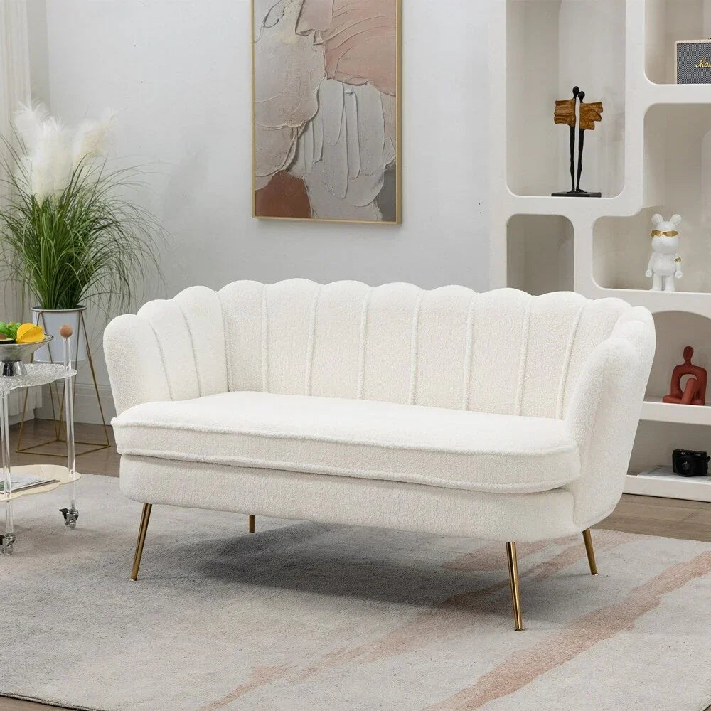 Small Mini Room Couch Two-Seater Sofa with Gold Metal Leg - 2 Seat